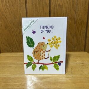 Trader Joe's Gourmet Greeting Card Thinking of You Hedgehog Animal Nature NEW